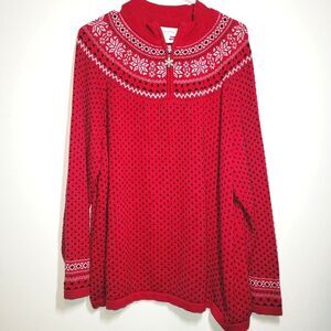 Breckenridge Woman Red Fair Isle Zip Sweater 3X